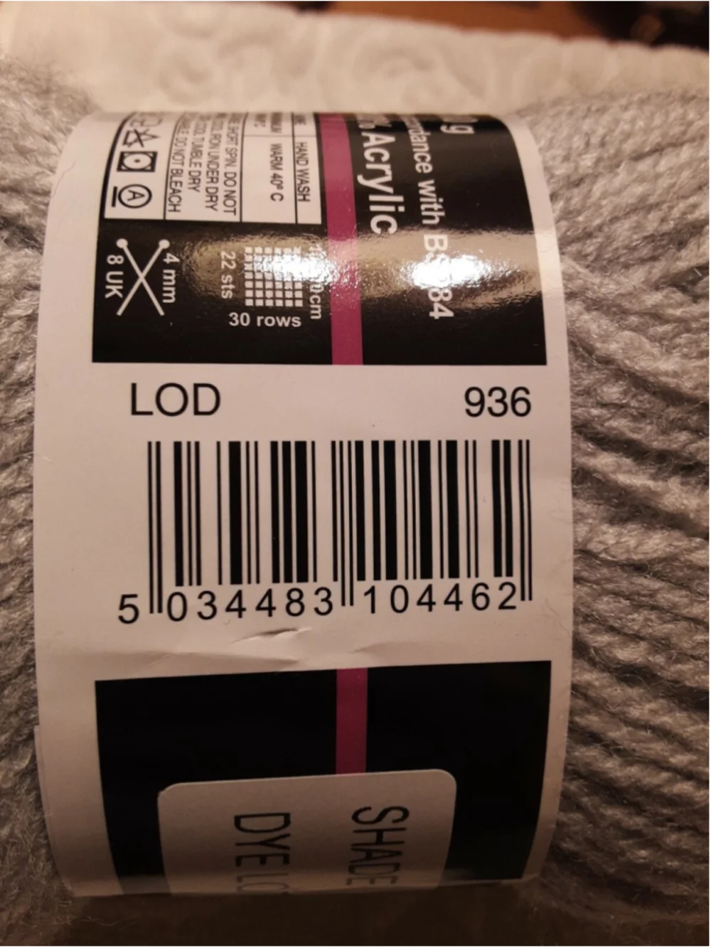 Olympus Double Knitting 100g 100% acrylic Loweth Wools Light Grey Shade #936 4mm